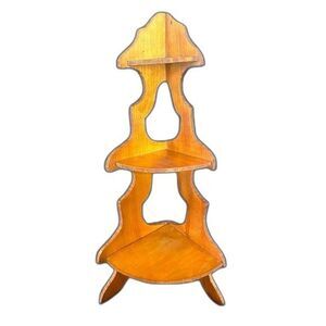 Vintage Wood 3-Shelf “What Not” Corner Shelf 17" Sitting or Hanging
